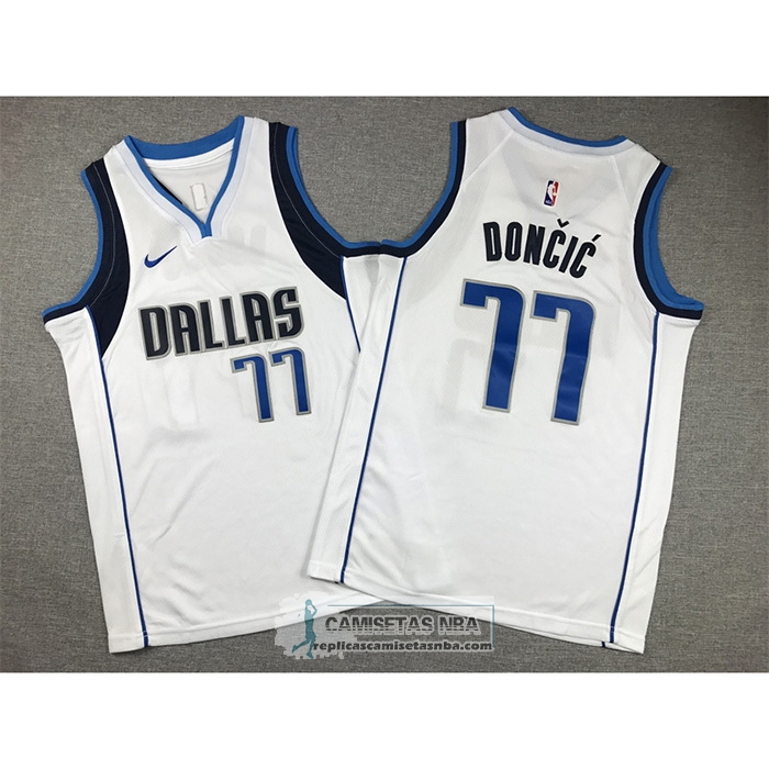 Camiseta Nino Dallas Mavericks Luka Doncic NO 77 Association 2021 Blanco